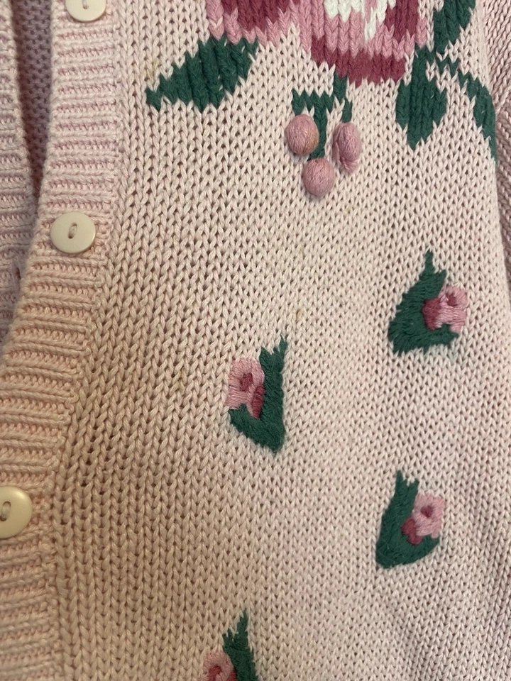 ВИНТАЖНЫЙ вязаный кардиган Jason Maxwell с цветочным рисунком размер L Cottagecore - Изображение 2 из 4