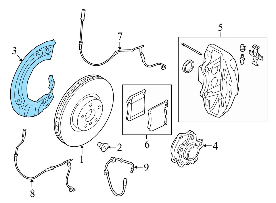 BMW 540I XDRIVE 2017-2023 - Freno delantero derecho protector contra polvo/salpicaduras 6861798 Foto 3 de 4