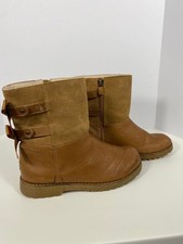 UGG Big Girls Size 4 / EU 36 Brown Leather Suede Bow Back Boots