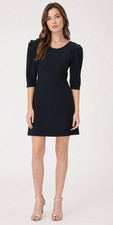 NWT STELLA MCCARTNEY Compact Knit Shift Dress Short 40 4 6 US Navy 3/4 Sleeves