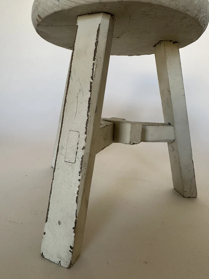 Antique Handmade Stool With Interlocking Central Stretchers Through Mortisces - Image 2 of 4