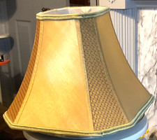 GOLD SILK LINED LAMPSHADE AND INTERWOVEN SILK PANELS