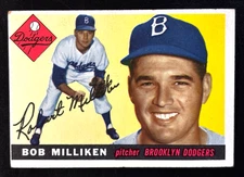 Vintage 1955 Topps #111 BOB MILLIKEN Brooklyn Dodgers EX