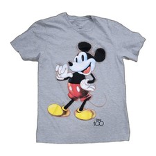 Disney Mickey Mouse Youth 100 Retro Graphic Gray Shirt S