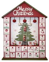 "Kalender Weihanchten Adventskalender Haus UngefüLlt \"Merry Christmas\" Aus Holz"