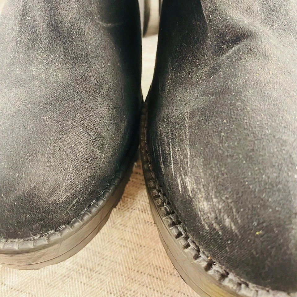 Wild Pair Margo Black Faux Suede Lug Sole Chunky Heeled Ankle Boots 10 Goth Punk - Image 4 of 4