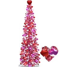 Valentines Day Decorations 5 Ft Valentines Tree with 50 RedPink Lights Timer ...