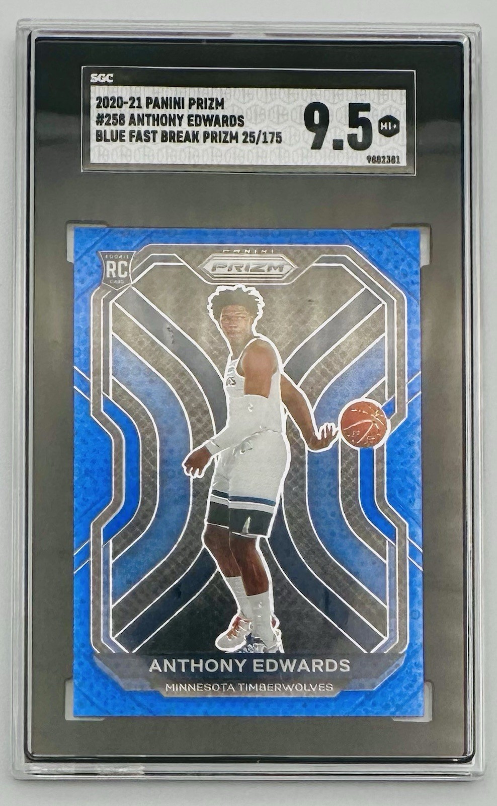Anthony Edwards 2020-21 Panini Prizm #258 Fast Break Blue Rookie /175 SGC 9.5