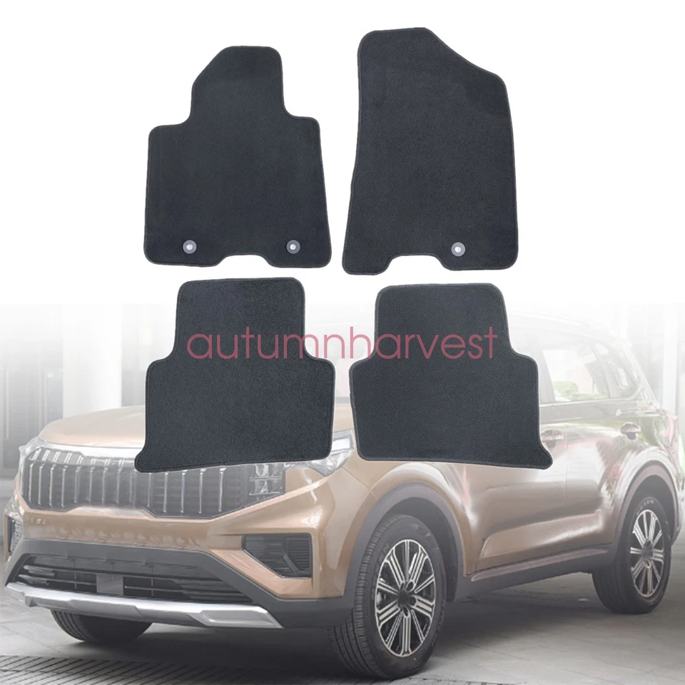 New For 2016-2022 Kia Sportage Front & Rear Velour Floor Mats Carpet Black 4PCS - Image 2 of 4