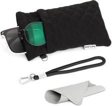 Double Glasses Case Soft Eyeglass Cases with Cleaning Cloth Squeeze Top Sunglass