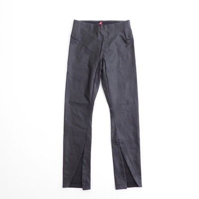 SPANX Womens Vegan Faux Leather Like Front-Slit Skinny pants Black Size Small