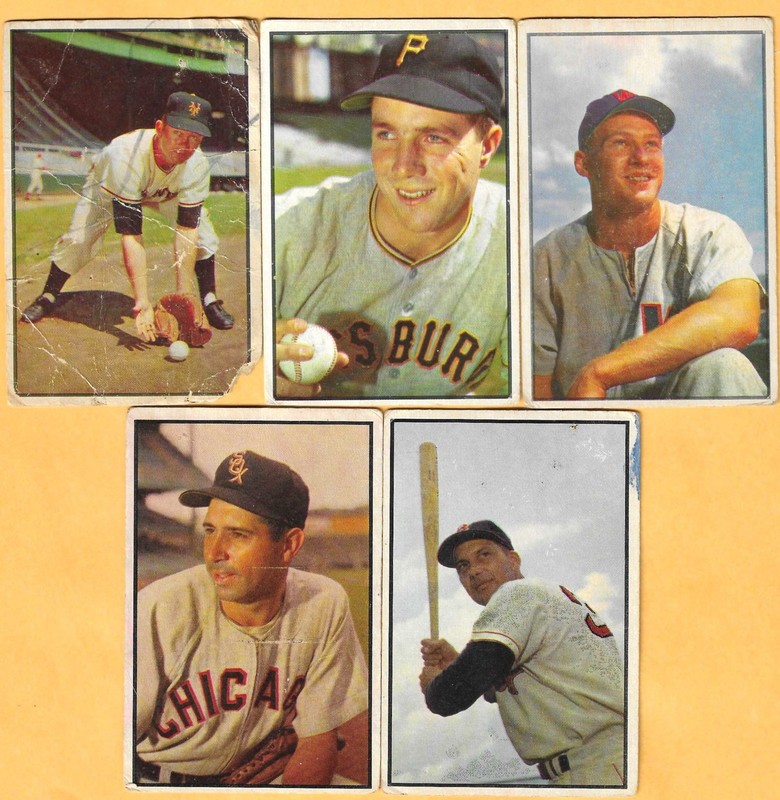 Five Card Lot 1953 Bowman Baseball Color w/ Two High Numbers!