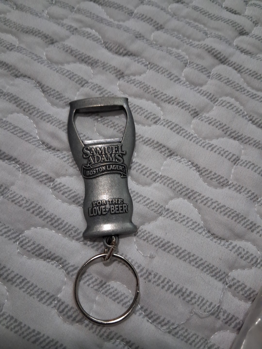 Samuel Adams Metal Pewter Keychain Bottle Opener New