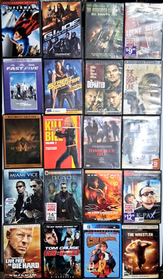 USED 20 MOVIE DVD LOT MIXED DVDS W/CASES TITLES INCLUDED ACTION SET BULK#1