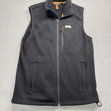 LL Bean Vest Mens Medium Black Fleece Full Zip Mountain Classic Recycled Hiking