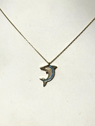 Cool 14 Kt Gold Shark Necklace, Turquoise Accents - Picture 5 of 8