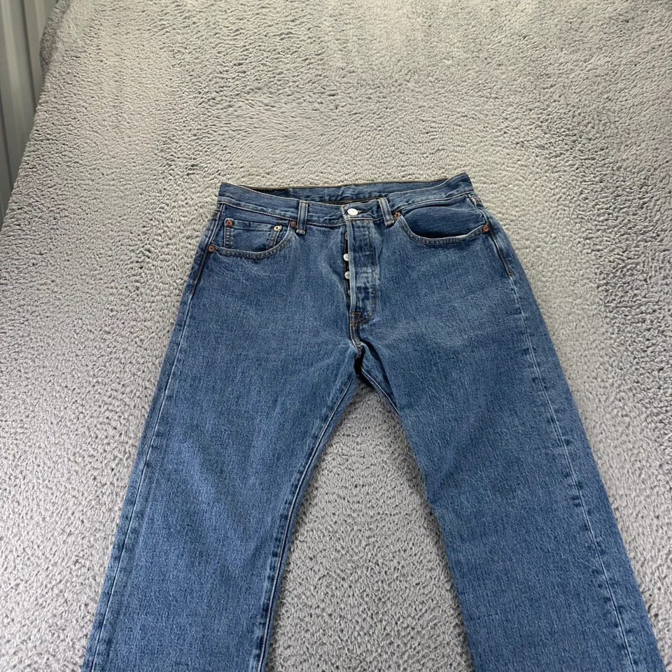 Мужские джинсы Levis 501 33x30 синяя джинсовая ткань хлопок прямые на пуговицах эластичная рабочая одежда - Изображение 2 из 4