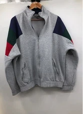 Pro Gear Gray 90s Oversized Full Zip Mock Neck Color Shoulder Sweatshirt Size M