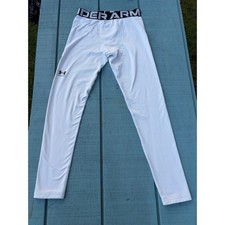 Under Armour ColdGear Youth Large White Compression Leggings Base Layer Pants