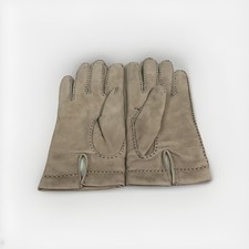 Vintage FAUX LEATHER Gloves Handsewn Driving Winter Wool Lined - Size 7.5