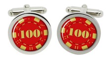 100 $ Poker-Chip Manschettenknöpfe In Chrombox