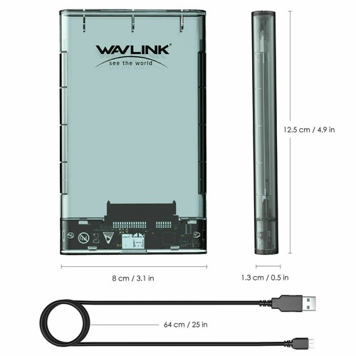 2.5" HDD/SSD Hard Drive Enclosure HDD/SSD Reader USB3.0 to SATA III Tool-free - Picture 7 of 8
