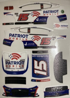 Custom 2023 J.J. Yeley #15 Patriot Mobile 1/64 Scale NASCAR Peel & Stick Decals