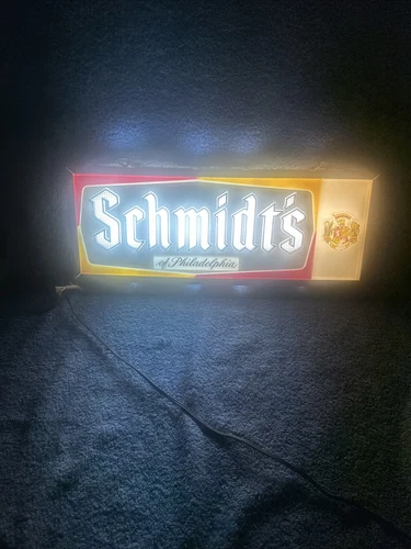 VINTAGE SCHMIDT’S BEER LIGHT UP TWO SIDED SIGN PHILADELPHIA SCHMIDTS