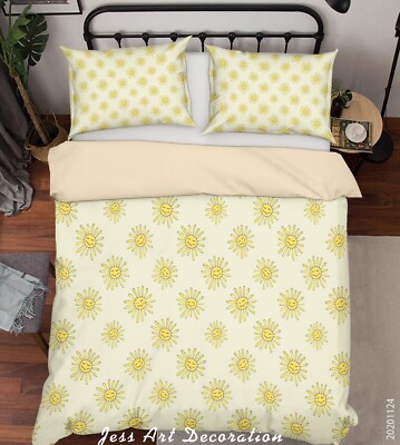 3D Sun Cartoon Pattern Quilt Cover Set Bedding Sets Pillowcases Queen