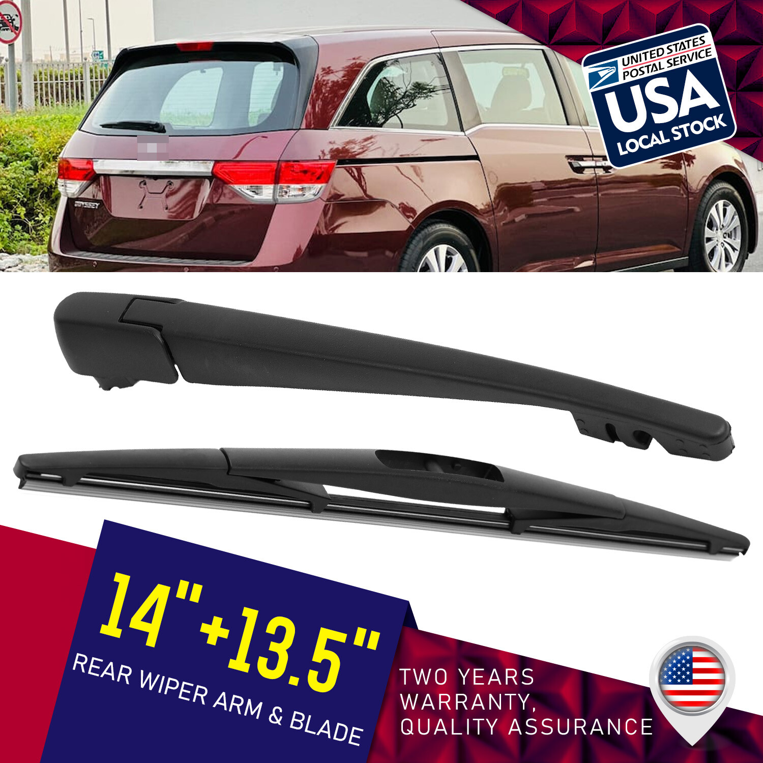 2011-2017 Honda Odyssey OEM Rear Wiper Arm & Blade Set 76720-TK8-A01