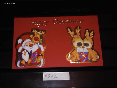 Luxus handgefertigte personalisierte Weihnachtskarte rot X332 Multibuy klein