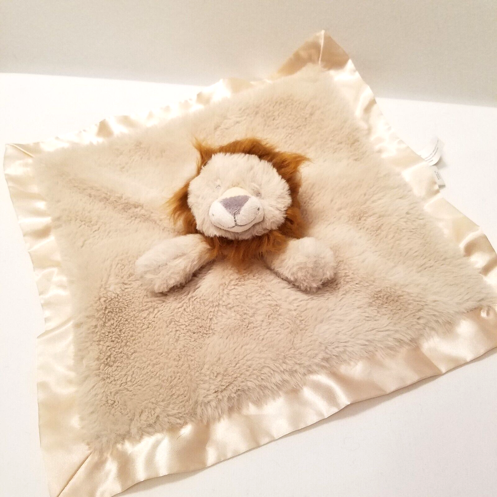Cloud Island Lion Lovey Plush Security Blanket in Gold Brown Satin Soft Pre-Loved