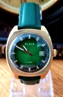 Vintage watch SLAVA. Green. Gold. Au 10. Soviet. MADE IN USSR.