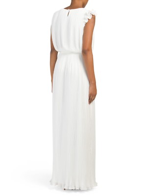 ivory chiffon maxi dress Ivory Flared Long Sleeve Chiffon Maxi Dress  shopaleena