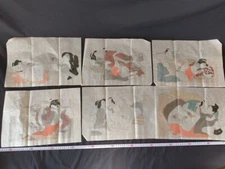 Antique Japan Shunga Pictures UKIYOE Erotic woodblock print on oiled paper-5