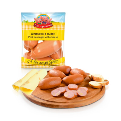 Würstchen - Spikatschki mit Käse, geräuchert, Tri Porosenka, 400 g Шпикачки