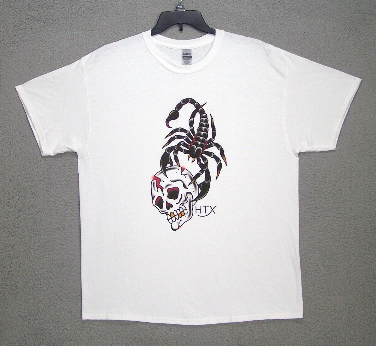 Scorpion Skull HTX Shirt Adult Extra Large White Graphic Ultra