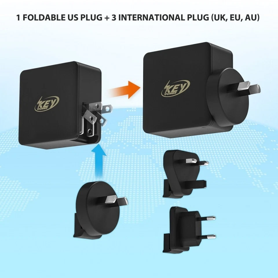 Upgraded USB-C 45W Wall Charger with UK, AU, EU plugs for cell phones and laptop - Image 3 of 4