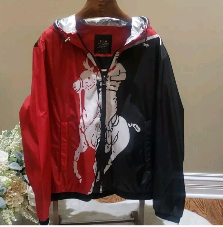 Giacca a vento idrorepellente nuova senza etichette $837 XL Pwing colorblocked Big Pony