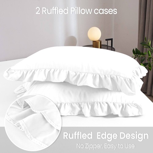 Duvet Quilt Cover Pillowcases Ruffle Frill Duvet Quilt Bedding Set All Sizes - Picture 40 of 43