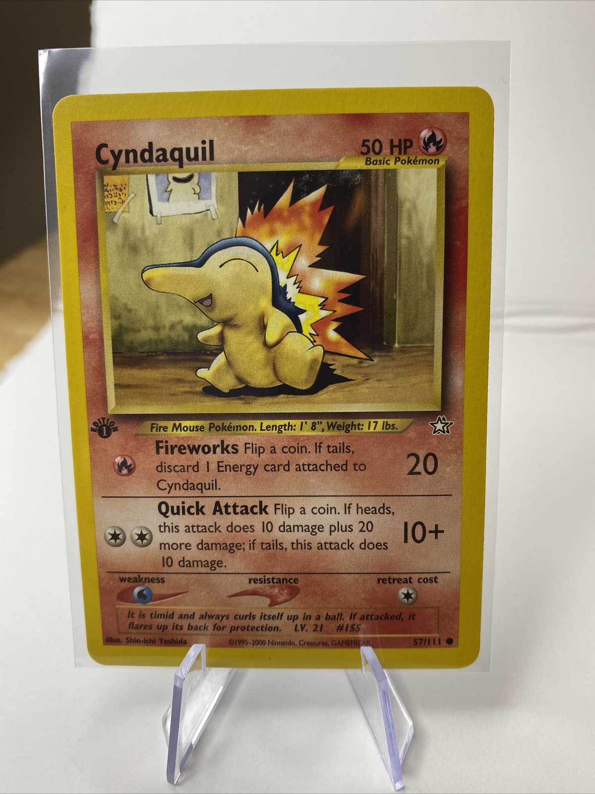 Cyndaquil 57/111 - Neo Genesis - 1st Edition - Vintage Pokemon Card. NM+/Mint
