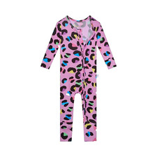 Posh Peanut "Electric Leopard" bamboo zippered convertible romper, newborn,NWT