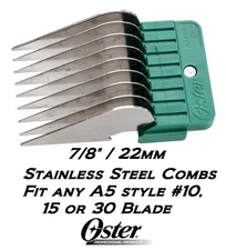OSTER STAINLESS STEEL ATTACHMENT GUIDE 7/8"COMB*Fit A5,Andis AGC,Wahl KM Clipper