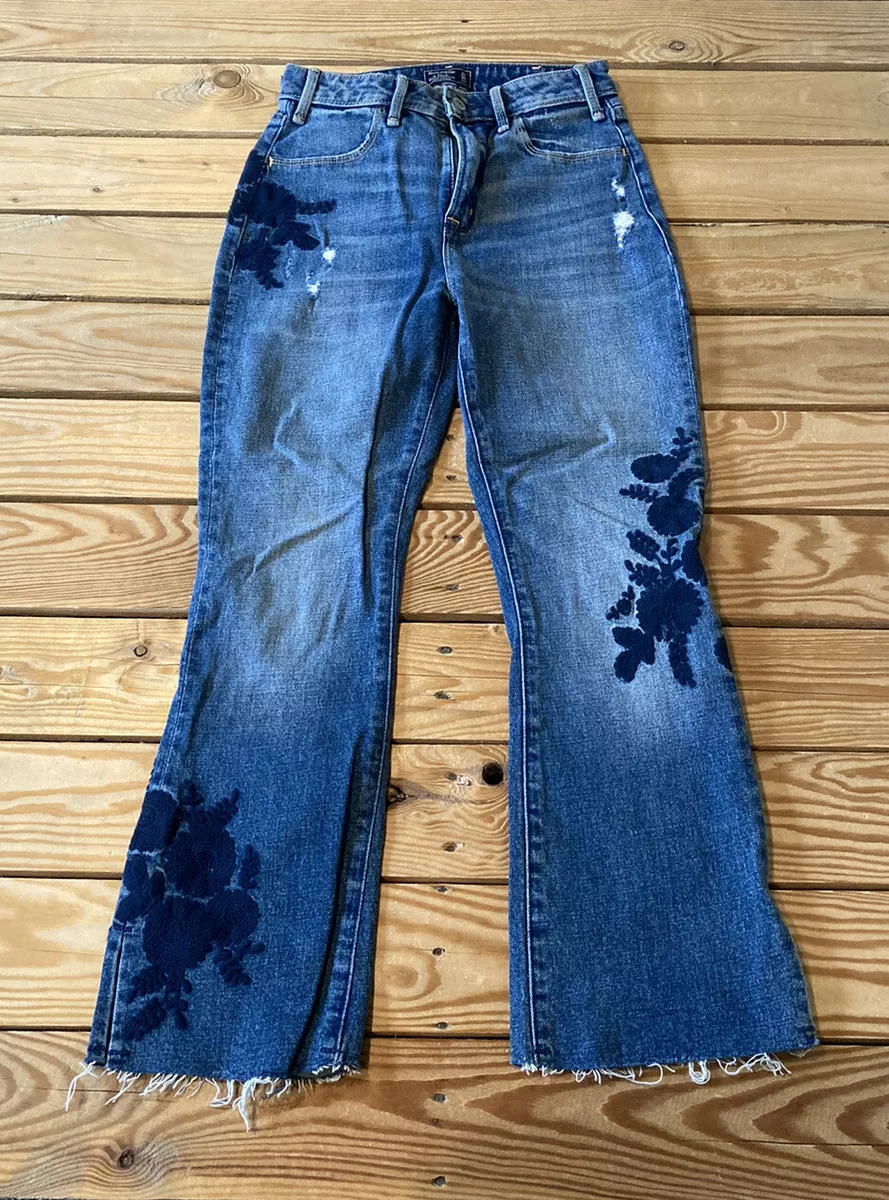 Abercrombie & Fitch Women's Simone High Rise Ankle Flare Jeans size 24 Blue  B9