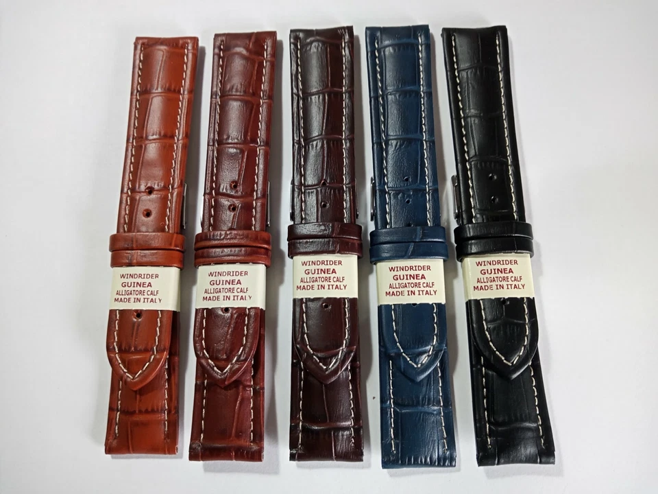 CINTURINO IMBOTTITO ST. ALLIGATORE GUINEA WINDRIDER CUCITO BIANCO 20 - 22 MM.