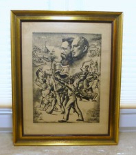 Judaica Gr&uuml;ndung des Staates Israel - alte Tuschezeichnung Bild um 1948 NK-336