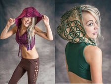 Hooded Waistcoat Sacred Geometry Flower Of Life Pixie Hippy Psytrance Festival