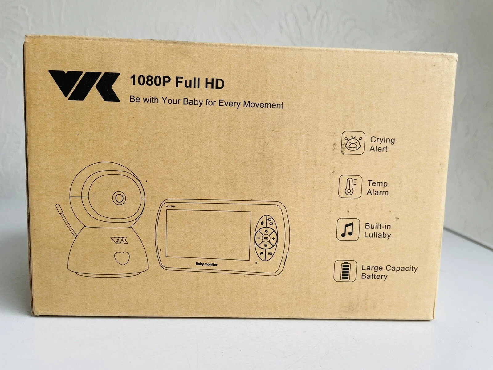 1080P Video Camera Baby Monitor 4.3” HD Night Vision Display, Two-Way Audio
Opens in a new window or