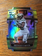2021  select concourse die cut green/yellow prizm Michael Carter RC #71 Jets