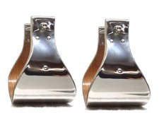 Premium 5" Wooden Wide Western Horse Saddle Steel Covered Bell Stirrups Pair Set